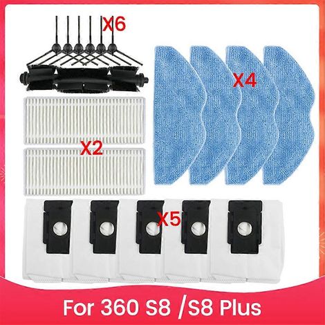 Filtre pour aspirateur brosse pour aspirateur Filtre de brosse pour aspirateur filtre de 18PCS Aspirateur Brosse Sac à poussière Filtre and Serpillière Cloth Lot pour 360 S8 Plus Aspirateur de remplac (1/5)