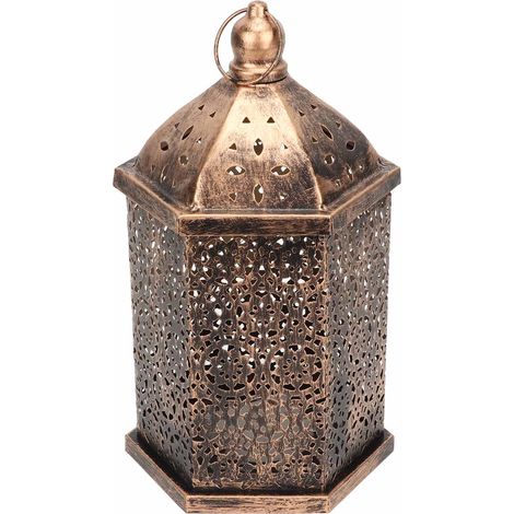 Lanterne suspendue extérieure en fer style rétro, décoration maison et jardin, lampe patio, ornement mural ou suspendu, robuste et antique. (1/5)