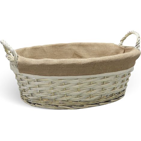 Cesta cestino portapane in vimini avorio con manici intrecciati 37 x 28x h 19 cm