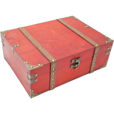 Rechteckige Vintage-Schatzkiste aus Holz, großes Fassungsvermögen, verstärkte Ecken, ideal für Postkarten, Fotos und Schmuck. (1/5)