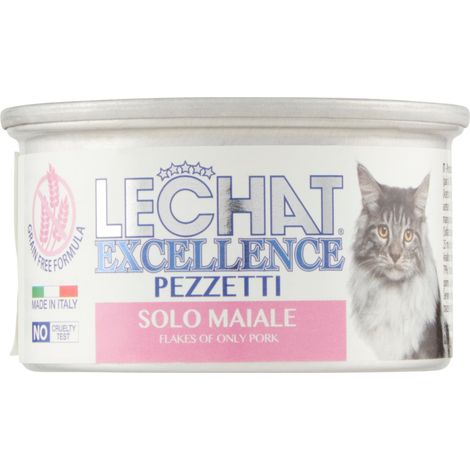Monge LeChat Excellence Morceaux de Porc - Aliment Complet pour Chats Adultes Grain Free - 24 Boîtes de 80 g