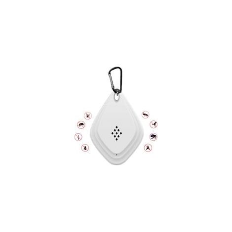(Blanc) Répulsif anti-moustiques extérieur, répulsif anti-moustiques ultrasonique portable, répulsif électronique anti-moustiques alimenté par USB avec crochet noir (1/2)