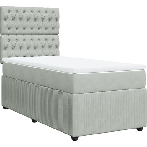 Maison Exclusive - Giroletto a Molle con Materasso Grigio Chiaro 90x190 cm Velluto