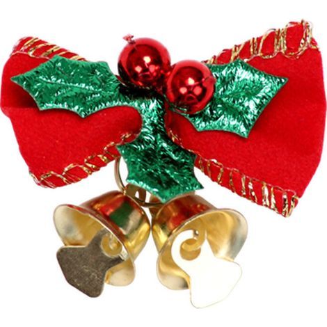 rosetta in tessuto rosso con decorazione a orologio, decorazione per albero di Natale, foglia verde, 1 pezzo (1/4)