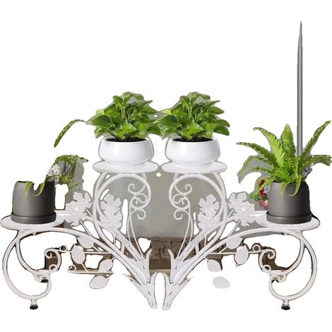 Soporte para plantas, diseño moderno, juego de 2, blanco (1/2)