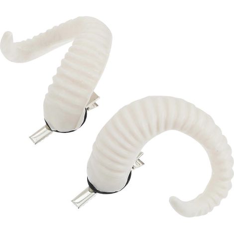 Une paire de cornes de mouton blanches fantaisie, barrette à cheveux, cornes de mouton artificielles, serre-tête unique pour Halloween et cosplay.-White (1/3)