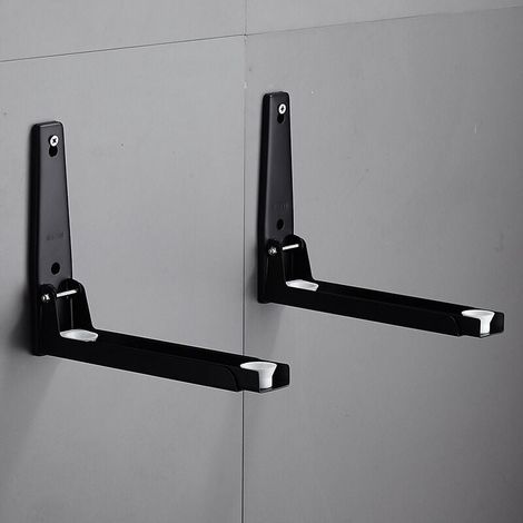 Soporte de pared para horno microondas, soporte negro para microondas, rejilla de acero inoxidable para horno microondas, compatible con todos los microondas, máx. Peso del microondas 50 kg (1/5)