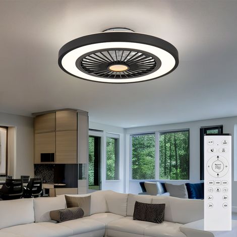 Deckenventilator Deckenlampe Wohnzimmerleuchte Schlafzimmerlampe, Metall Kunststoff schwarz, dimmbar Fernbedienung Rechts-/Linkslauf CCT Timer, 1x LED 45W 2080Lm 3000-6500K, D 54cm