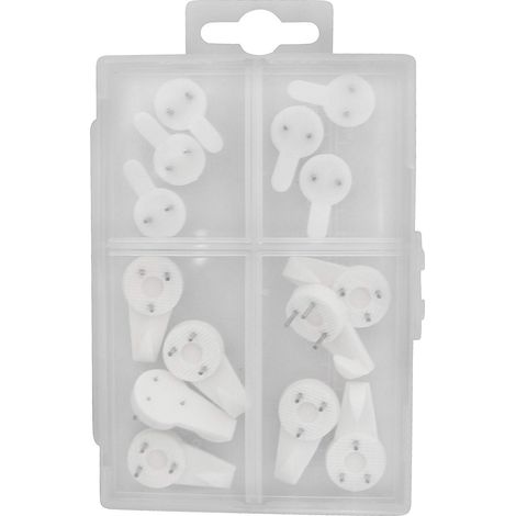 Lot de 14 Crochets à Béton Fixation Sans Perçage Avec Clous Acier Installation Facile Boîte de Rangement Incluse Pour Cadres, Miroirs, Décoration Murale (1/2)