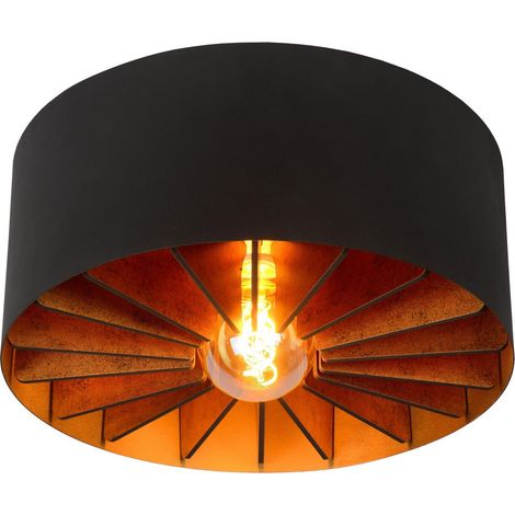Plafonnier Lucide Zidane métal noir 40cm E27 dimmable (1/2)