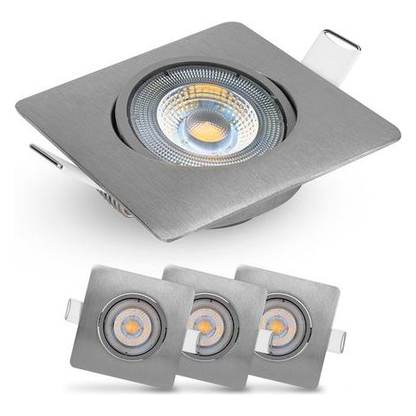 Set mit 3 quadratischen, verstellbaren LED-Einbaustrahlern, 50° Abstrahlwinkel, warmweiß (3000 K), 5 W, für Wohnzimmer, Küche und Büro (1/5)