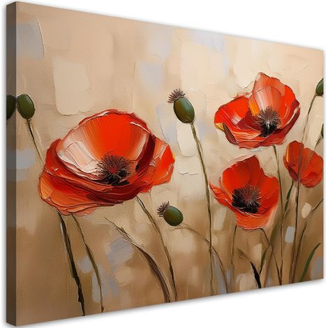 Quadro su tela, Papaveri dipinti - 120x80 (1/5)
