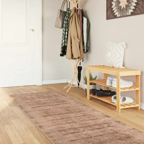 vidaXL Rug Runner MARSA White 100 x 400 cm Polyester and PVC
