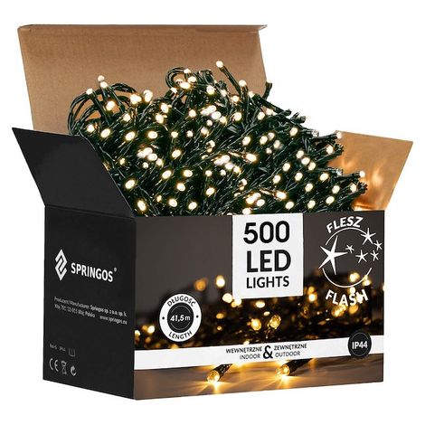 Luci di Natale 30m bianco caldo, flash bianco freddo 500 led illuminazione natalizia IP44