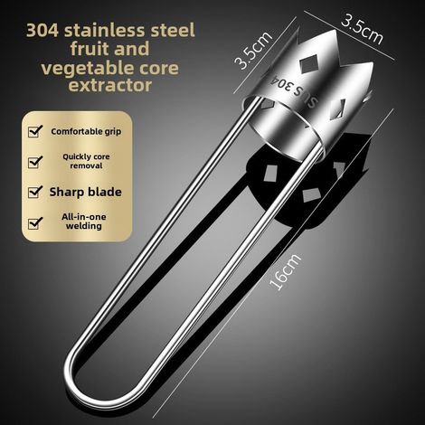 Outil de pompage en acier inoxydable 304 pour retirer les trognons de poires, de pommes et de légumes (extracteur de trognons en acier inoxydable 304 pour fruits et légumes). (1/5)