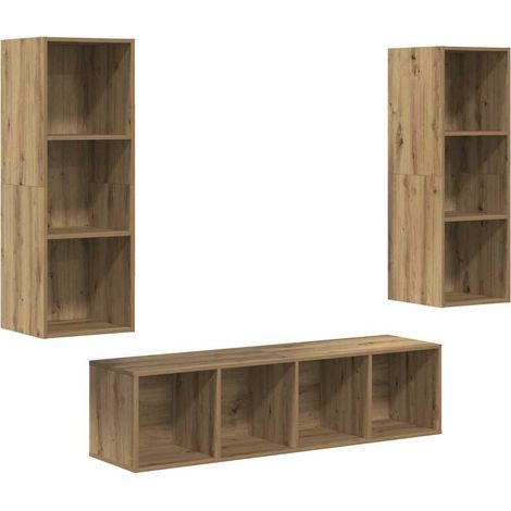 Maison Exclusive - TV-Schrankset Wandmontiert 3 pcs Artisan-Eiche