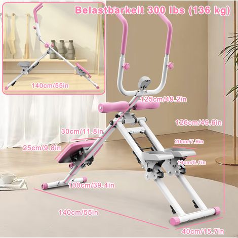 2-in-1 Stepper Bauchtrainer 140 × 40 × 126 cm ABS/Stahl Rosa Weiß klappbar – MEUBLIV (1/5)