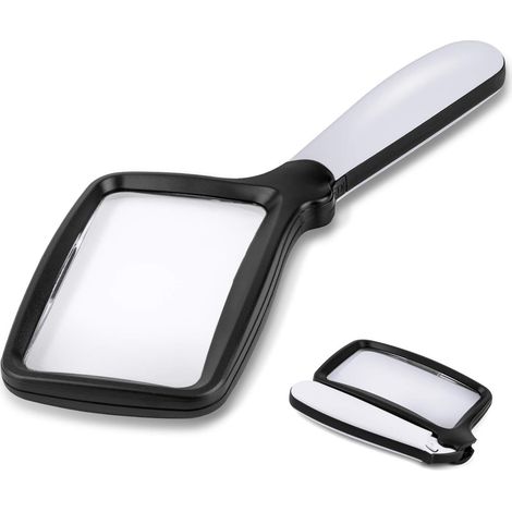 Lente d'ingrandimento tascabile pieghevole con luce, grande lente d'ingrandimento rettangolare 3X per la lettura con LED regolabile per anziani con degenerazione maculare, giornale,