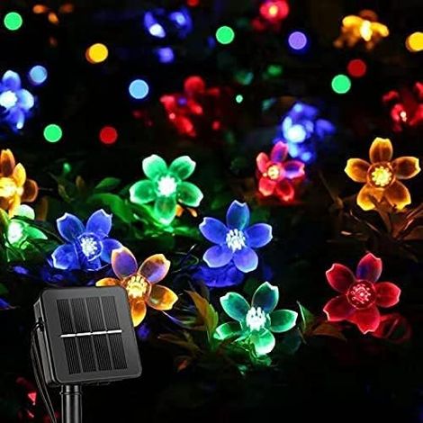 Guirlande lumineuse solaire féerique en forme de fleur de cerisier, 50 LED, 8 modes d'éclairage, étanche-AquaForge (1/5)