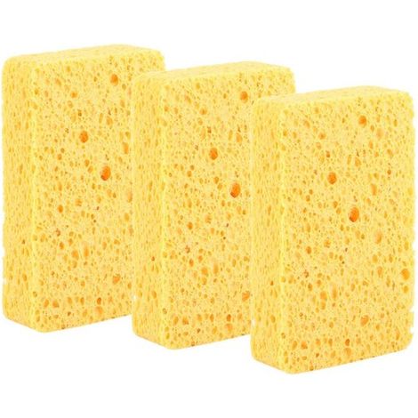 Dailygoods - Esponjas de limpieza para cocina - Suaves con la piel - Amarillas - Microfibra - Absorbentes - Aptas para cocina y baño - 3 unidades (1/5)