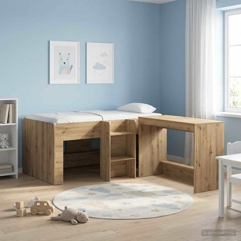 vidaXL Hochbett für Kinder Artisan-Eiche 80 x 160 cm Holzwerkstoff (1/5)