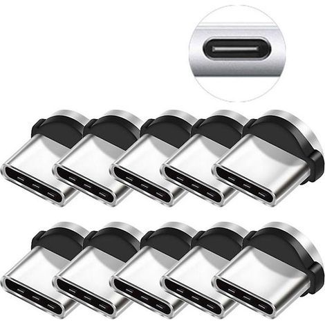 Lot de 10 connecteurs magnétiques ronds de type C pour charge rapide de téléphone (1/5)