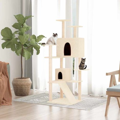 vidaXL Rascador para gatos con postes de sisal crema 153 cm (1/5)