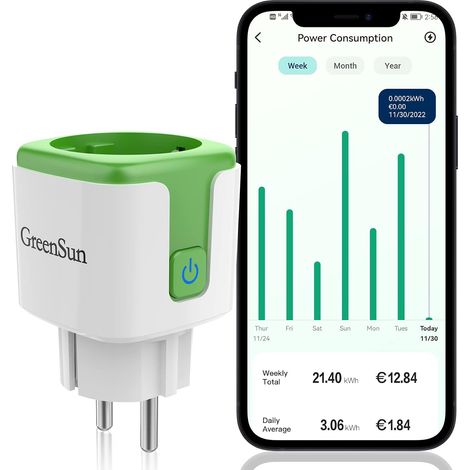 Prise Connectée WiFi 16A Compatible Alexa Google Home Prise Programmable Mesure Consommation Énergie Commande Vocale Contrôle Distance 3840W (1/5)