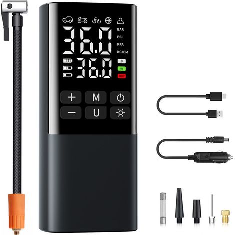150PSI Mini Compresseur à Air Portatif, 6000mAh Gonfleur Pneus, Gonfleur Electrique pour Vélo, Voiture,Moto,avec Lumière LED, Inflation Rapide (1/5)