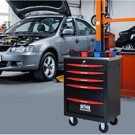 Carro de herramientas 5 cajones acero con ruedas OKMYHOME (1/5)