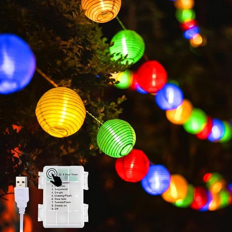 Guirlande Lumineuse Exterieure Pile/USB Guirlande Lampions Led Interieur 30 Lanternes LED 5,8M(Blanche Chaude) (1/5)