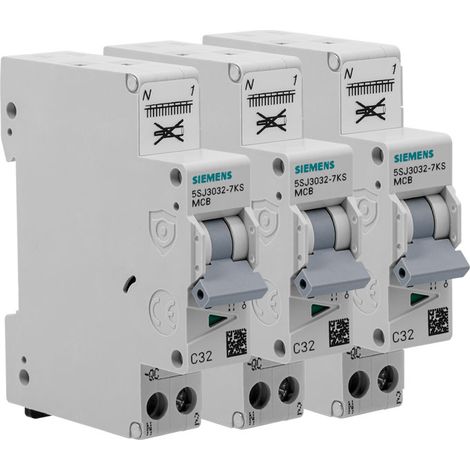 SIEMENS Lot de 3 disjoncteurs Auto P+N 32A