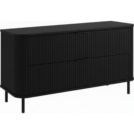 Meuble de salle de bain sur pieds avec tiroirs et pieds métalliques, coloris Noir, poignée noir, pieds noir, 120 x 41,5 x 66,7 cm (1/5)