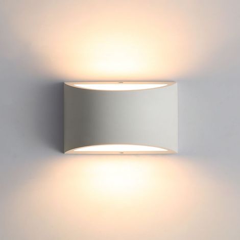 Goeco Set of 2 White Plaster Geometric Wall Lights, G9 Lampholder 7W Warm White, Modern Designer Sconce 20cm for Living Room Bedroom Hallway