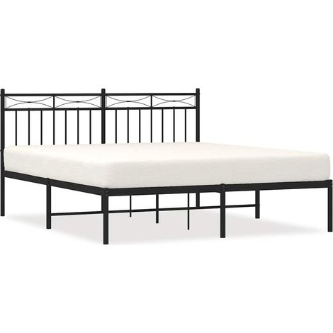 Maison Exclusive - Cadre de lit métal sans matelas avec tête de lit noir 150x200cm (1/5)