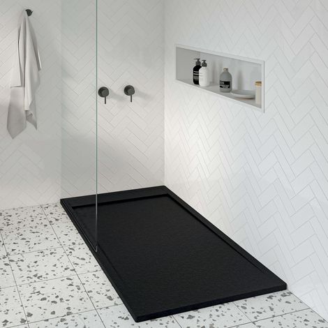 KOES - Receveur de douche en résine modèle OBI – 80x100 – Noir RAL 9005 (1/5)