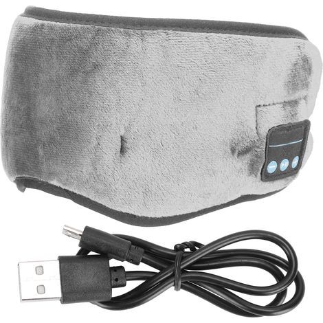 Masque de sommeil gris avec écouteurs Bluetooth intégrés, casque sans fil pour bureau à domicile, musique (1/5)