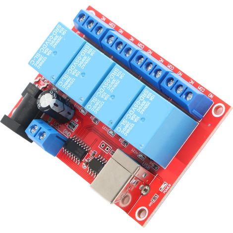 Module relais 4 canaux avec pilote USB, carte relais CC sans fil, commande par ordinateur, carte PLC, 3 modes de fonctionnement, 5 V (1/5)