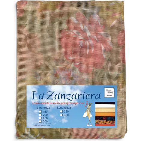 Tenda Zanzariera Sanderson 150x250 cm, Rete Anti Insetti 100% Poliestere, Occhielli Acciaio, Ganci Inclusi