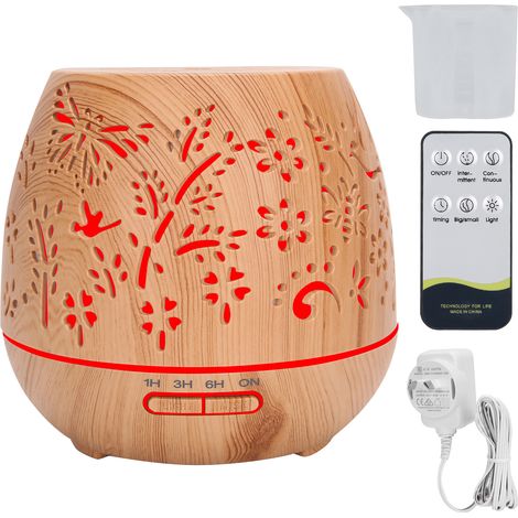 Diffuseur d'aromathérapie 400ml, grain de bois creux, à commande à distance, prise AU 110-240V (1/5)