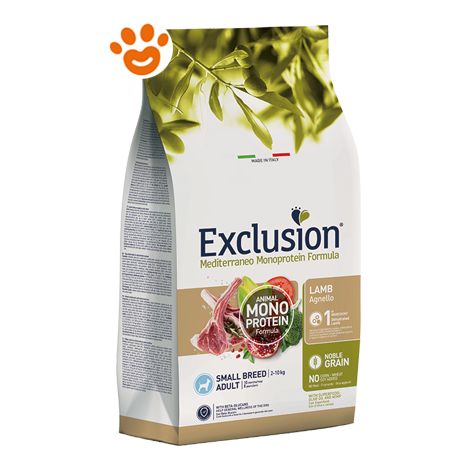 Exclusion Mediterraneo Noble Grain Cane Adulto Small, Agnello 2kg