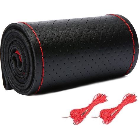 Housse de volant de voiture, couvre-volant à coudre, housse de volant de voiture universelle, housse de volant de voiture à coudre, respirante et antidérapante en cuir souple en microfibre (1/5)