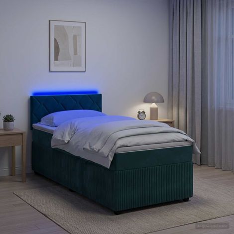 vidaXL Cama box spring con colchón Verde oscuro 80 x 200 cm Terciopelo (1/5)