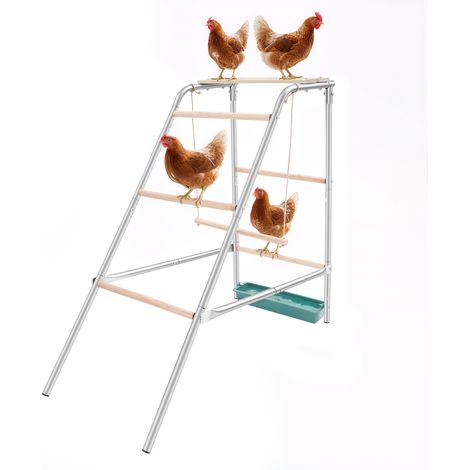 YISSALE-Sitzstange aus geteilten verzinkten Rohren, 110 x 100 x 49 cm, mit Rillen, Hühnerleiter, Sitzstange für Hühnerstall, Zubehör für Hühnerstall (1/5)