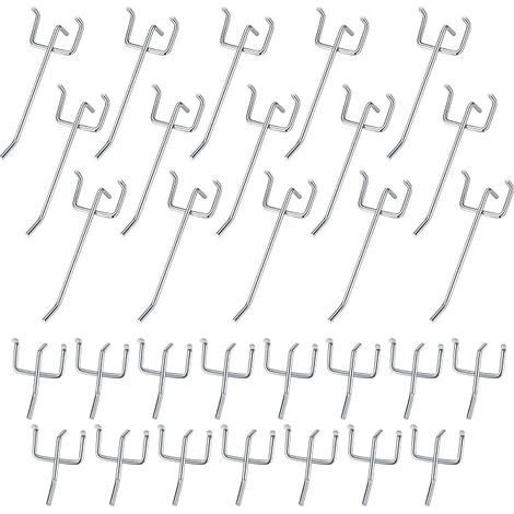 Lntyq 30 Pièces Crochets pour Panneaux Perforés, Crochets pour Panneau Perforé Porte Mural, Crochets Muraux pour Organiser Outils Établi Rayonnages de Magasins - 10cm/5cm (1/5)