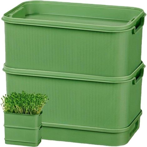 Kit Germination 2 Niveaux - 1 Plateau Plastique - Culture Hydroponique Maison - Pour Graines et Pousses - 23x16x12 cm (1/5)