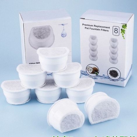 GROOFOO Filtres au Charbon de Remplacement pour fontaines PetSafe Drinkwell Avalon, Pagode, 2 gallons, Sedona et Seascape, Paquet de 8 filtres pour Fontaine (1/5)