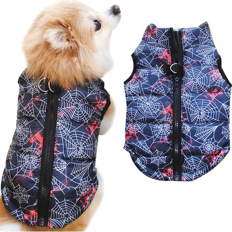 Manteau de chien d'hiver confortable Zipper anti-dérapant D-Ring motif de chien manteau multi-couleur (1/5)