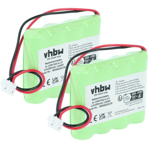 vhbw 2x Battery Replacement for Schneider 4BD-AA800BT, 329067840, 513141006  for Escape Route, Emergency Light (800 mAh, 4.8 V, NiCd) (1/5)