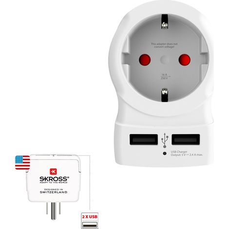 Adaptateur Usb Europe Vers Usa Chargeur Usb Voyage - Skross